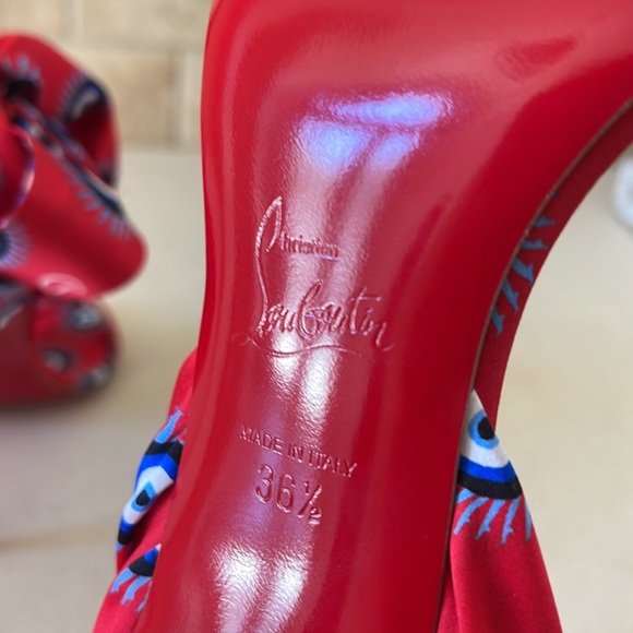 BRAND NEW size 6.5 Louboutin Crepe Satin Greekaba Du Desert 100 Sandal 40 Red - Picture 7 of 7